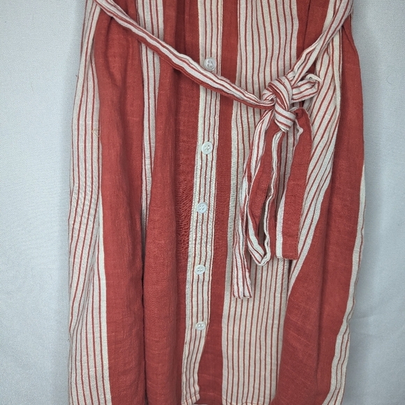Faithfull the Brand Lulu's Amalfi Rust Red Striped Mini Dress Size US 2 Pockets - Picture 4 of 13